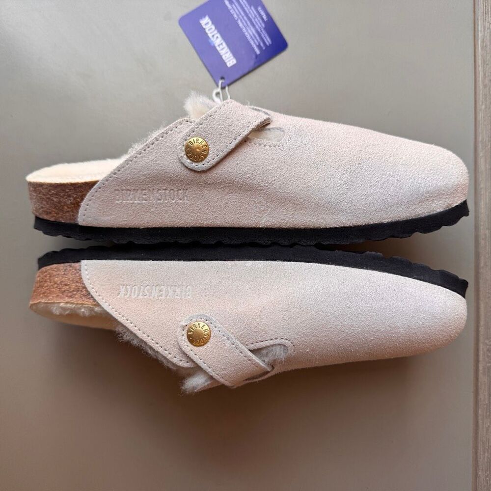 NEW Birkenstock Boston Shearling Clogs Slip On Womens 38EU / 7US Antique White - Picture 6 of 13